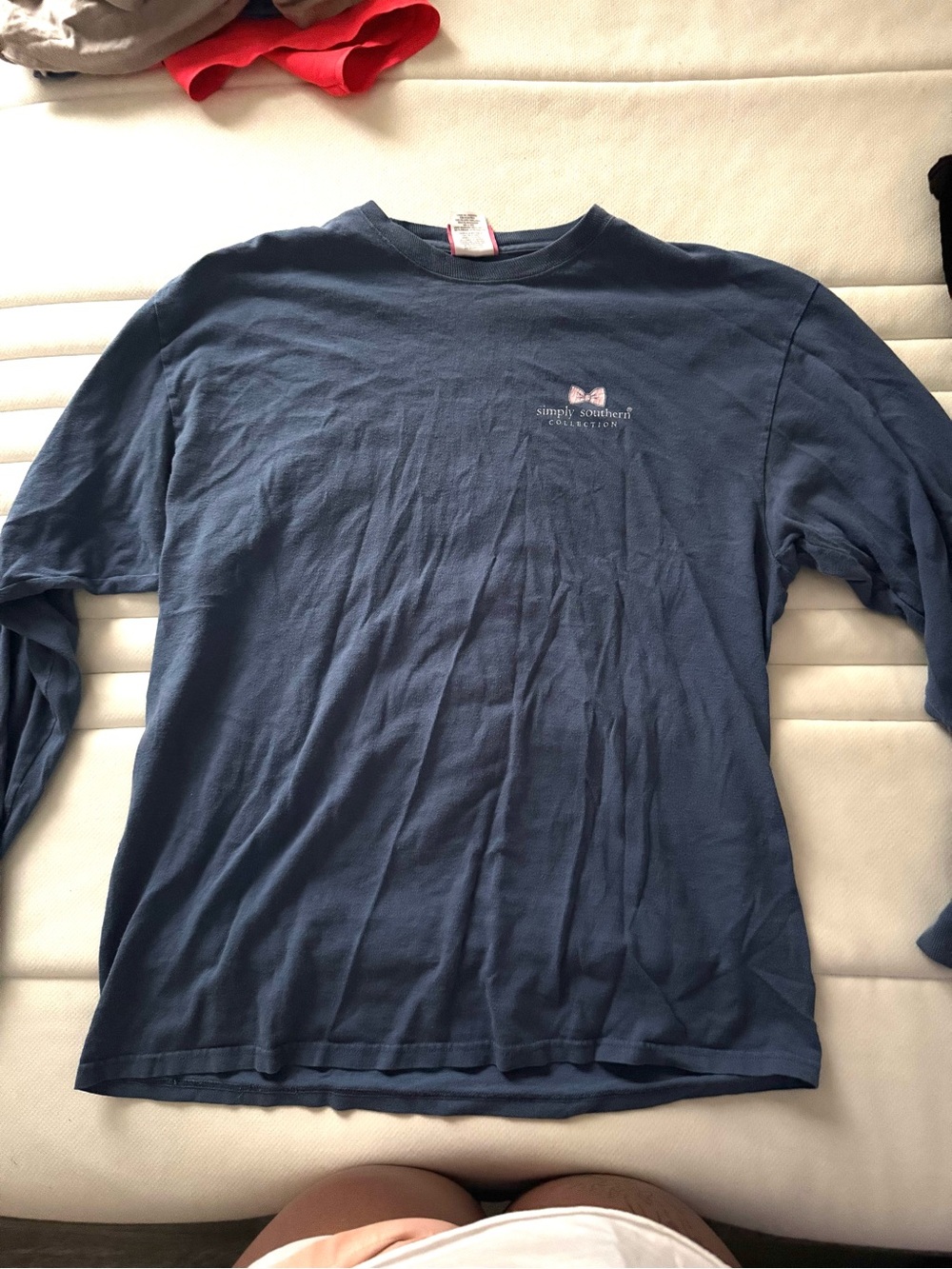 Simply Southern Navy Blue Long Sleeve Tee with Chest Logo